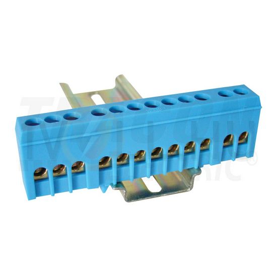 Szigetelt N-sín 6x9mm 12x2,5-16mm2 kék 63A réz kezeletlen TRACON - NPE-ZB