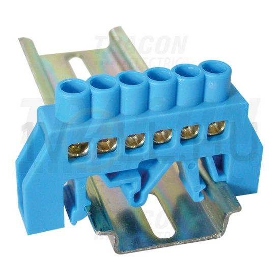 Szigetelt N-sín 6x9mm 6x2,5-16mm2 kék 63A sárgaréz kezeletlen TRACON - NPE-B6-6