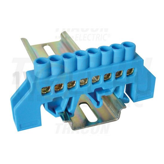 Szigetelt N-sín 6x9mm 8x2,5-16mm2 kék 63A sárgaréz kezeletlen TRACON - NPE-B6-8