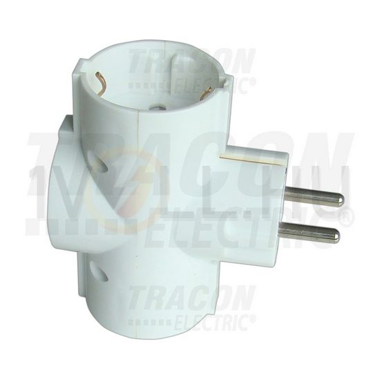 T-elosztódugó DIN(F)->3xDIN(F) fehér 16A 250V TRACON - TDUGO
