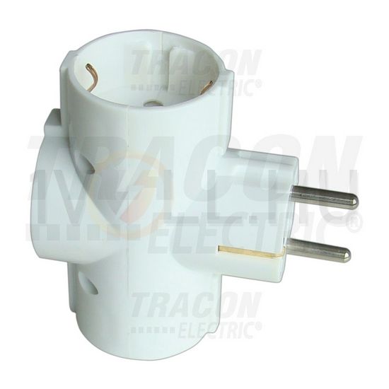 T-elosztódugó DIN(F)90°->3xDIN(F) fehér 16A 250V TRACON - TDUGO9
