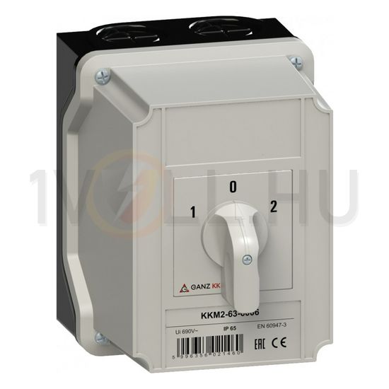 Terhelés 0-1-2 átkapcsoló 3P 63A tokozott KKM2-63-6006 Ganz KK - 903-6006-742