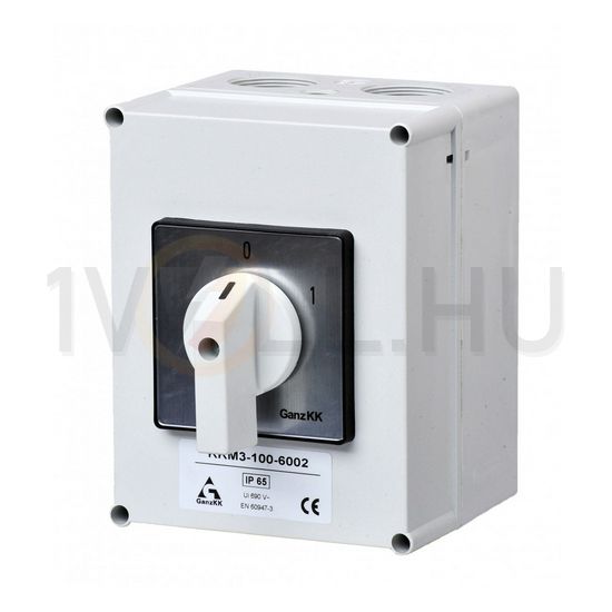Terhelés be-ki kapcsoló 3P 100A tokozott KKM3-100-6002 Ganz KK - 541-0006-002