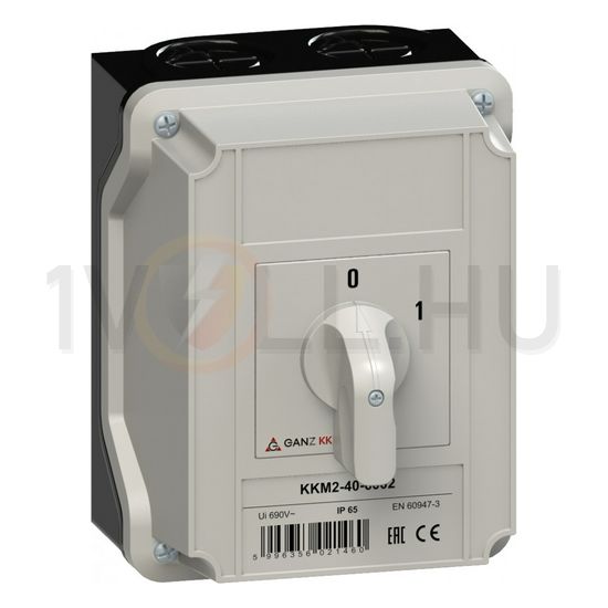 Terhelés 0-1 be-ki kapcsoló 3P 40A tokozott KKM2-40-6002 Ganz KK - 902-6002-642