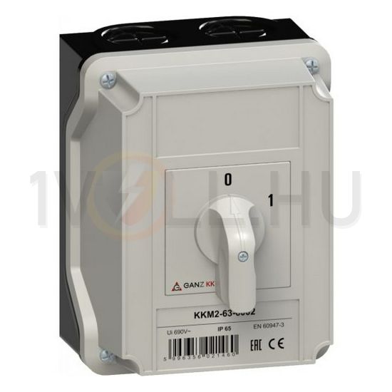 Terhelés be-ki kapcsoló 3P 63A tokozott KKM2-63-6002 Ganz KK - 902-6002-742