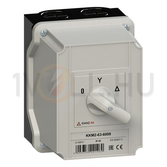 Terhelés csillag-delta kapcsoló 3P 63A tokozott KKM2-63-6009 Ganz KK - 904-6009-742