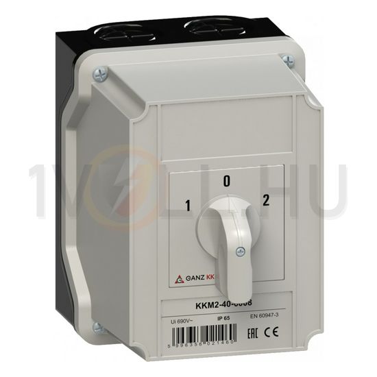 Terhelés irányváltó kapcsoló 3P 40A tokozott KKM2-40-6008 Ganz KK - 903-6008-642