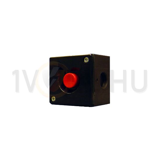 Tokozott nyomógomb piros 1-pozíció 400VAC fekete műanyag IP40 1-ny VA Elektronika - 04260