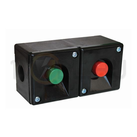 Tokozott nyomógomb piros-zöld 2-pozíció 400VAC fekete műanyag IP40 1-z 1-ny VA Elektronika - 04262