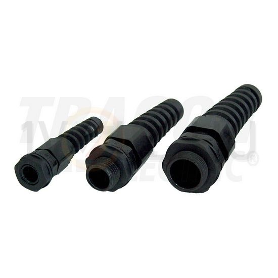 Tömszelence törésgátlós M 12 3-6,5mm-kábelátmérőhöz műanyag fekete TRACON - MG-12TG