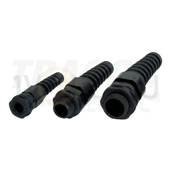 Tömszelence törésgátlós M 20 10-14mm-kábelátmérőhöz műanyag fekete TRACON - MG-20TG