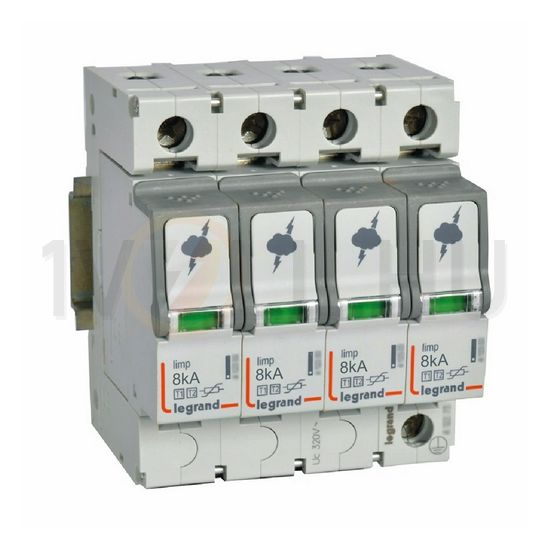 Túlfeszültség-levezető dugaszolható kombi T1+T2 4P T2 TNC TN-S TT 400V/AC 50kA 4M imax LEGRAND - 412253