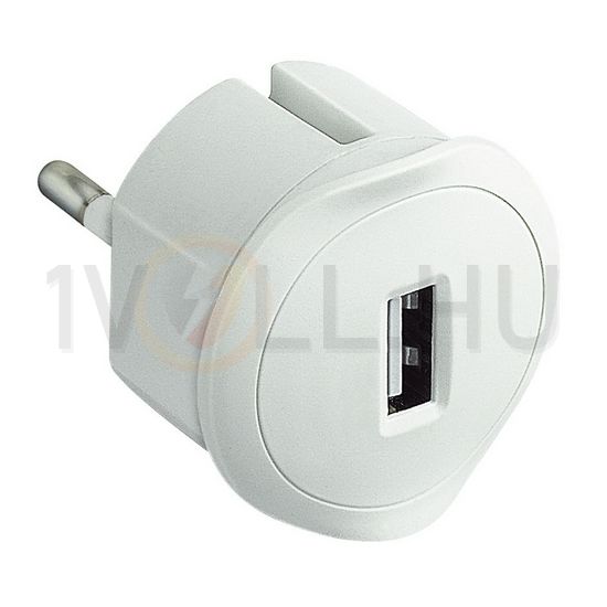 USB töltőadapter fehér 100-240V/ 5V DC 1500mA stabilizált süllyesztett dugó LEGRAND - 050680