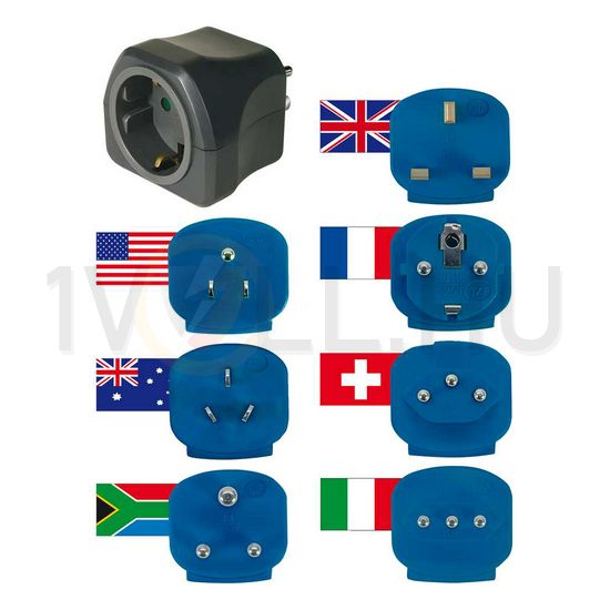 Utazó adapter univerzális(7x)->DIN(F) többszínű 13A 250V LECTRA - 1508160