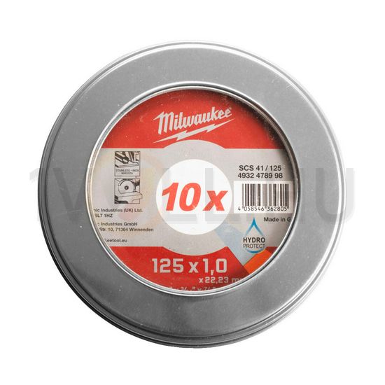 Vágókorong fémhez vékony Pro+ fémdobozban 125mm-átmérő 1mm 22.2mm-furat SCS41/125x1x22 Milwaukee - 4932478998