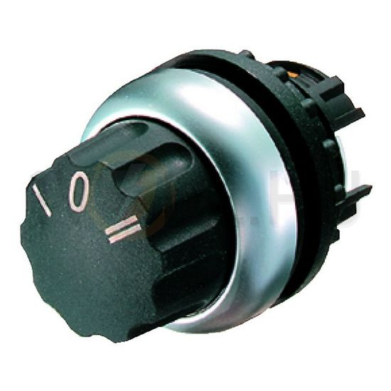 Választókapcsoló fej műanyag d22 I-0-II forgatógomb 3-állású reteszelt fekete kerek M22-WR3 EATON - 216863