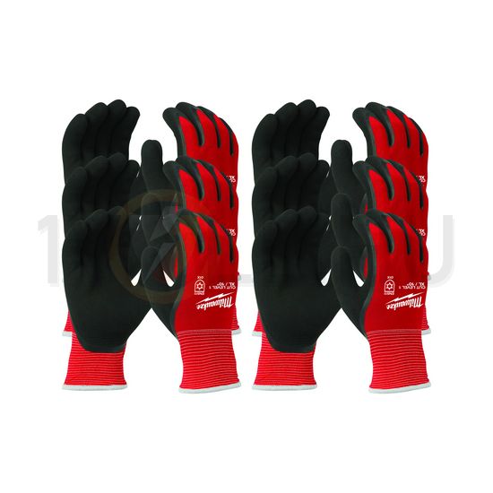 Védőkesztyű vágásbiztos téliesített 12pár pár 5 ujjas 10/ XL-méret piros PACKWINTERCUT Milwaukee - 4932471608