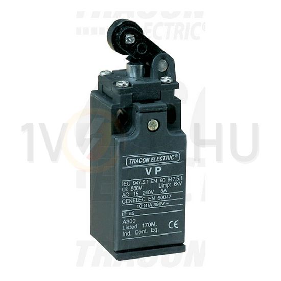 Végálláskapcsoló műanyag 1ny 1z görgős kar 2A/AC15/230V IP65 csúszó érintkező VP TRACON - VP121