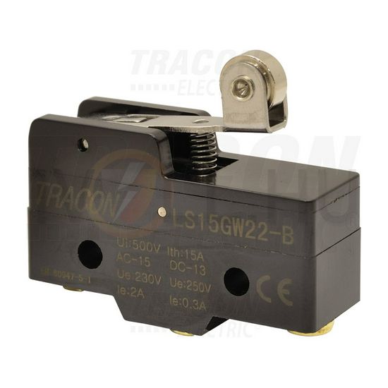 Végálláskapcsoló műanyag 1v görgős kar 2A/AC15/230V IP00 csúszó érintkező LS TRACON - LS15GW22-B