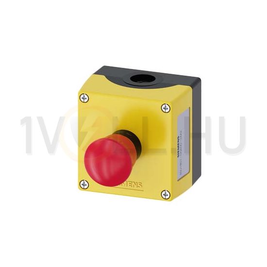 Tokozott vésznyomó fordítónyugtázás 1-poz. 5-500V50Hz 5-500VDC sárga műanyag SIRIUS ACT SIEMENS - 3SU1801-0NA00-2AA2