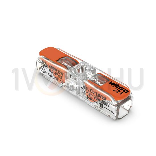 Vezetékösszekötő oldható 32A/450V leágazás 2x 0.2-4mm2 átlátszó polikarbonát (PC) WAGO - 221-2411
