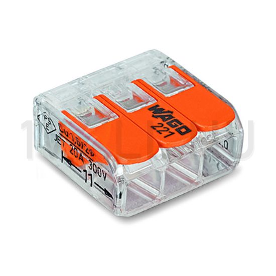 Vezetékösszekötő oldható 32A/450V leágazás 3x 0.2-4mm2 átlátszó polikarbonát (PC) WAGO - 221-413
