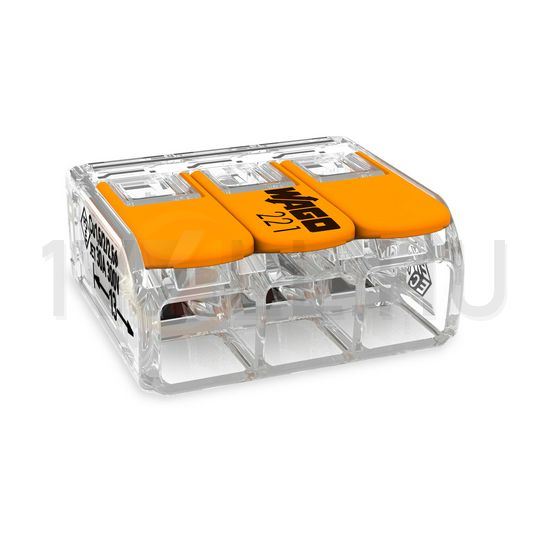 Vezetékösszekötő oldható 41A/450V leágazás 3x 0,5-6mm2 átlátszó polikarbonát (PC) WAGO - 221-613