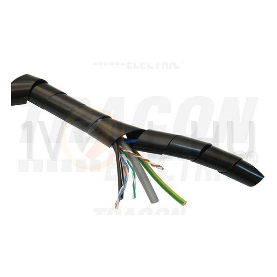 Vezetékspirál lapos 10m fekete 12-50mm TRACON - KSPI-8F