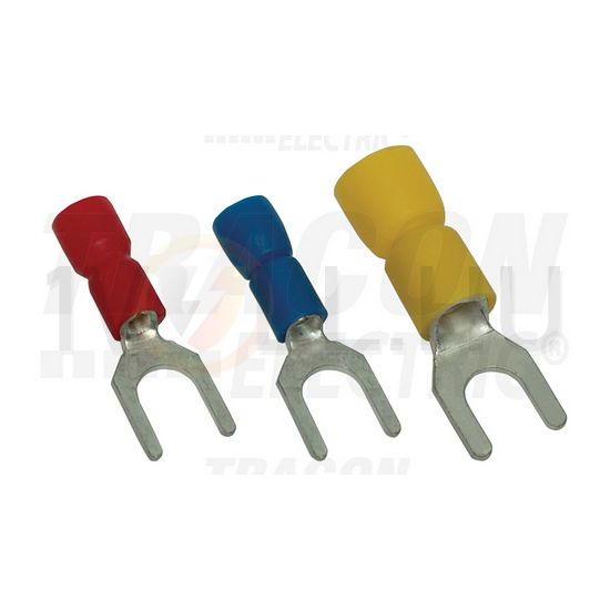 Villás saru 1,5mm2 6M/csavar villás-alakú PVC piros réz ónozott TRACON - PV6