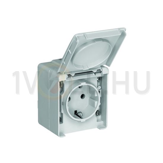 Waterproof48 162 dugalj földelt komplett házban csapófedéllel gyerekzárral fehér IP65 Elko EP - 48131CBR