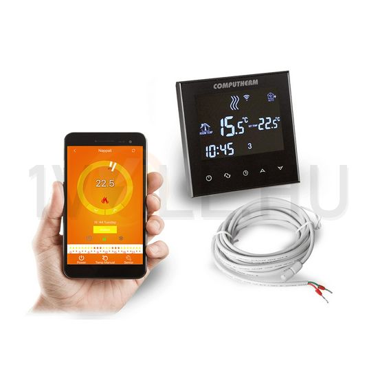 WiFi okostermosztát LCD vezetékes kazánvezérlővel radiátor/padlófűtés süllyesztett IP20 QUANTRAX - E300