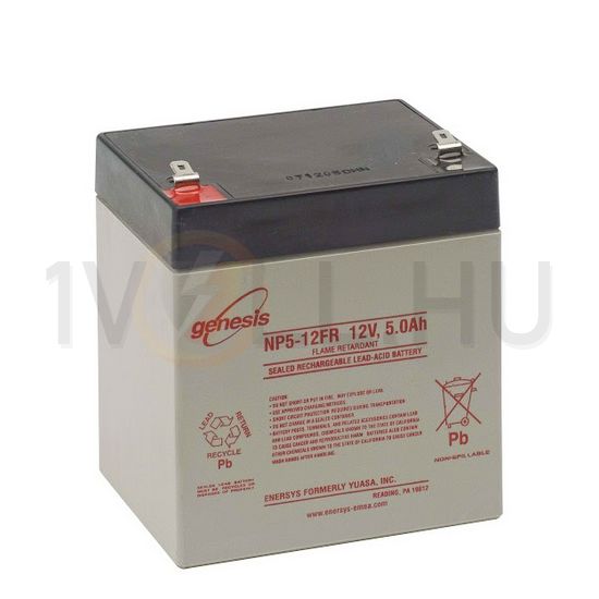Zárt VLRA akkumulátor tűzálló ólom(száraz, AGM) 12V 5Ah F1 4,8 NP Genesis - NP5-12FR