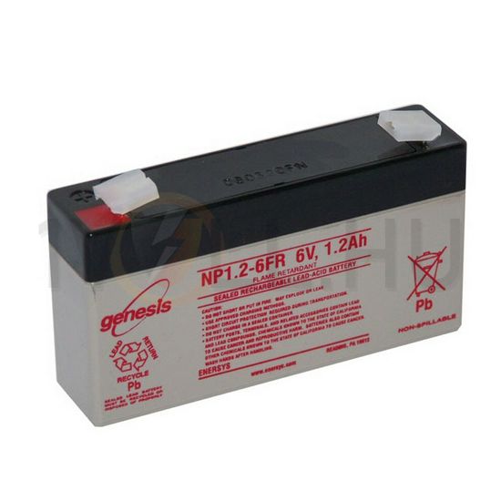 Zárt VLRA akkumulátor tűzálló ólom(száraz, AGM) 6V 1.2Ah F1 4,8 NP Genesis - NP1,2-6FR