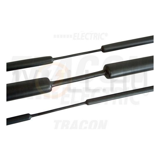 Zsugorcső fekete 12mm/ 4mm-átmérő 1m 3:1-zsugor vékonyfalú melegzsugor TRACON - ZSV120