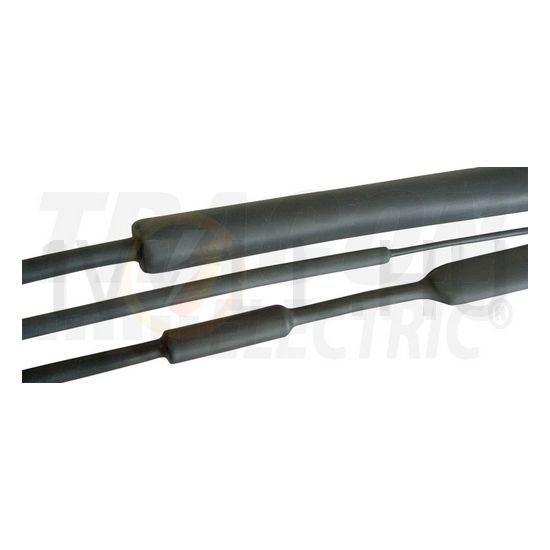 Zsugorcső fekete gyantás 40mm/ 12mm-átmérő 1m 4:1-zsugor közepes falú melegzsugor TRACON - ZS40/12R